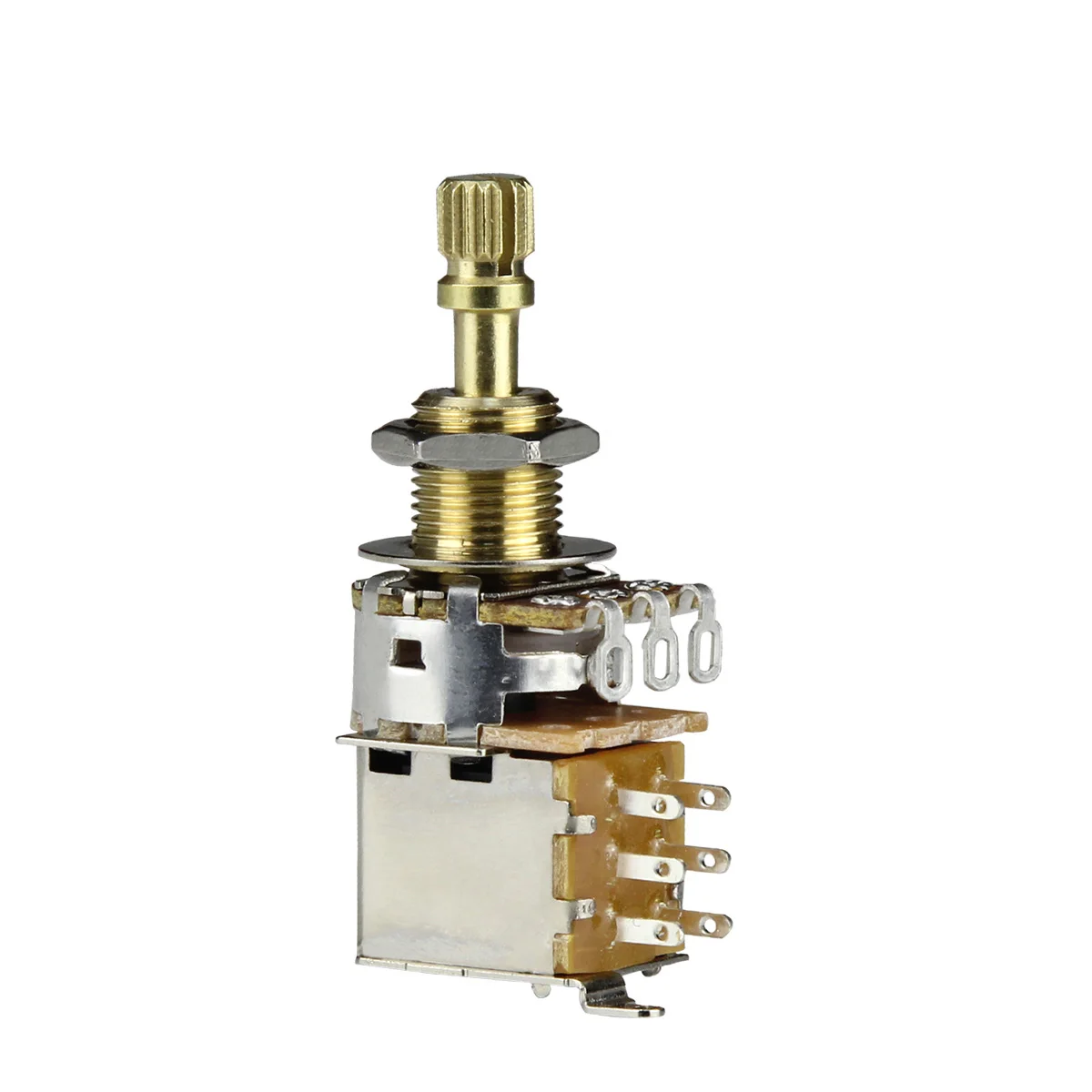 FLEOR Guitar Bass Audio Taper A500K Push Push Potentiometer & DPDT Switch Copper Long Split Shaft Pot