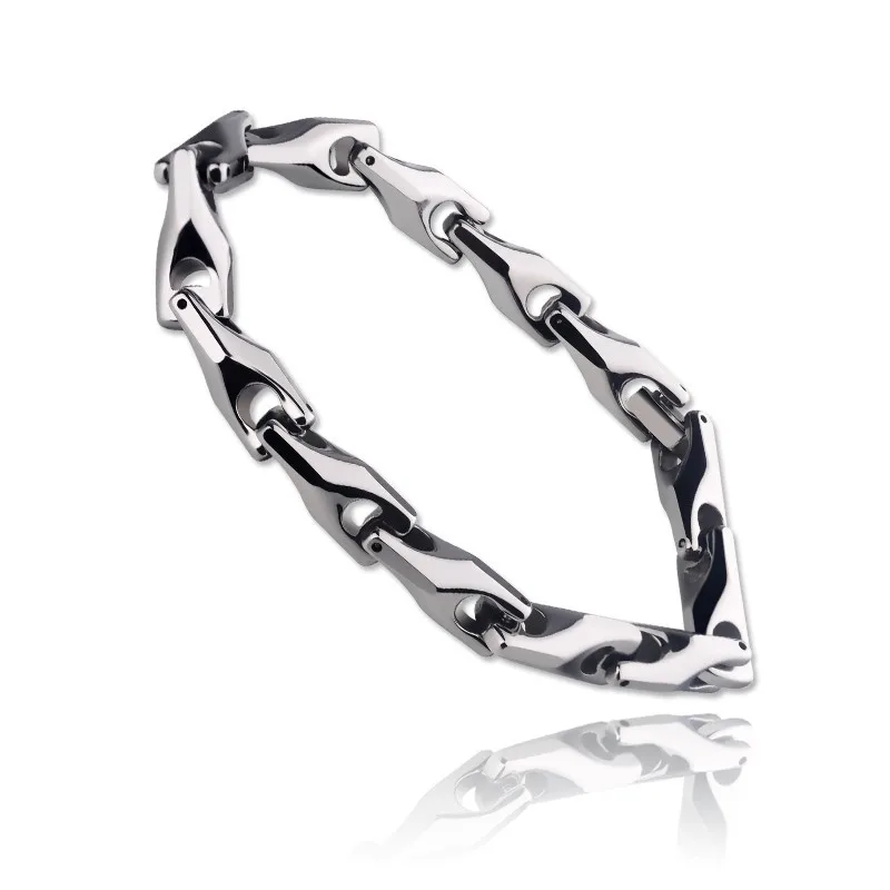 New Vintage Silver Tones Men\'s Solid Heavy Wheat Tungsten Carbide Chain Bracelets High Polished Never Fade Scratch Proof 21cm