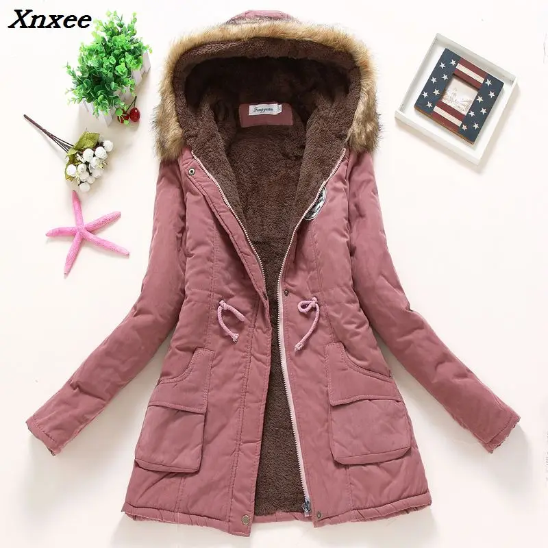 2018 winter jacket women wadded jacket female outerwear slim winter hooded coat long cotton padded fur collar parkas