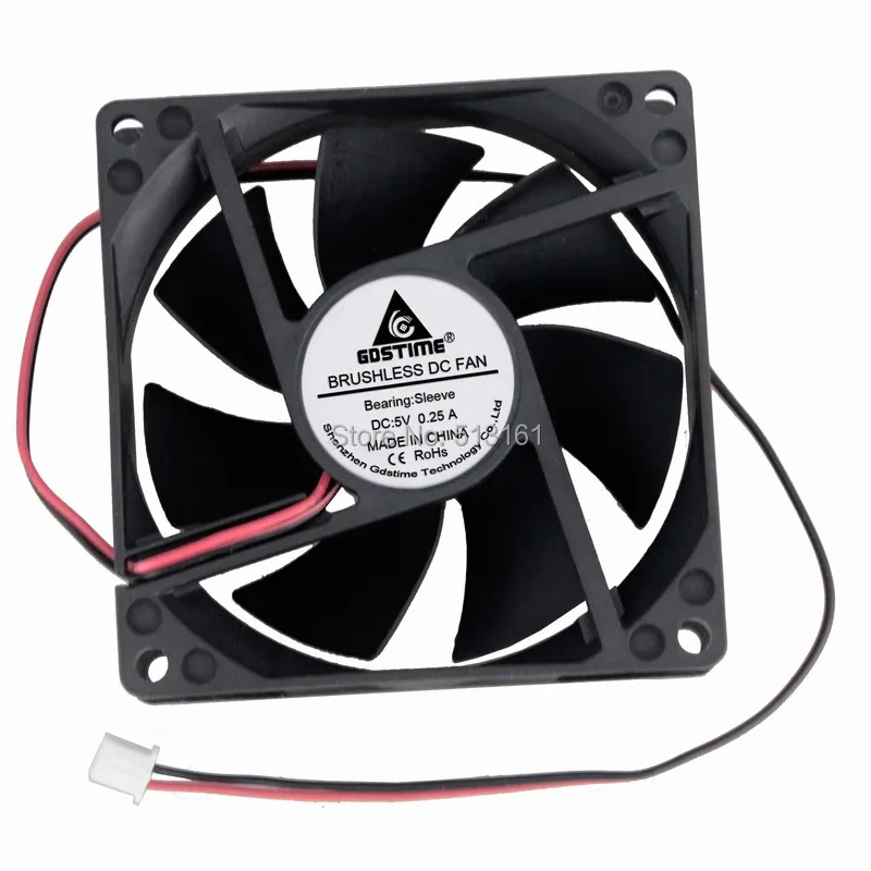 5 шт. Gdstime 80 мм 80x80x25 мм 8 см DC 5 В 2-контактный Бесщеточный вентилятор для корпуса компьютера процессора ПК ноутбука охлаждающий вентилятор