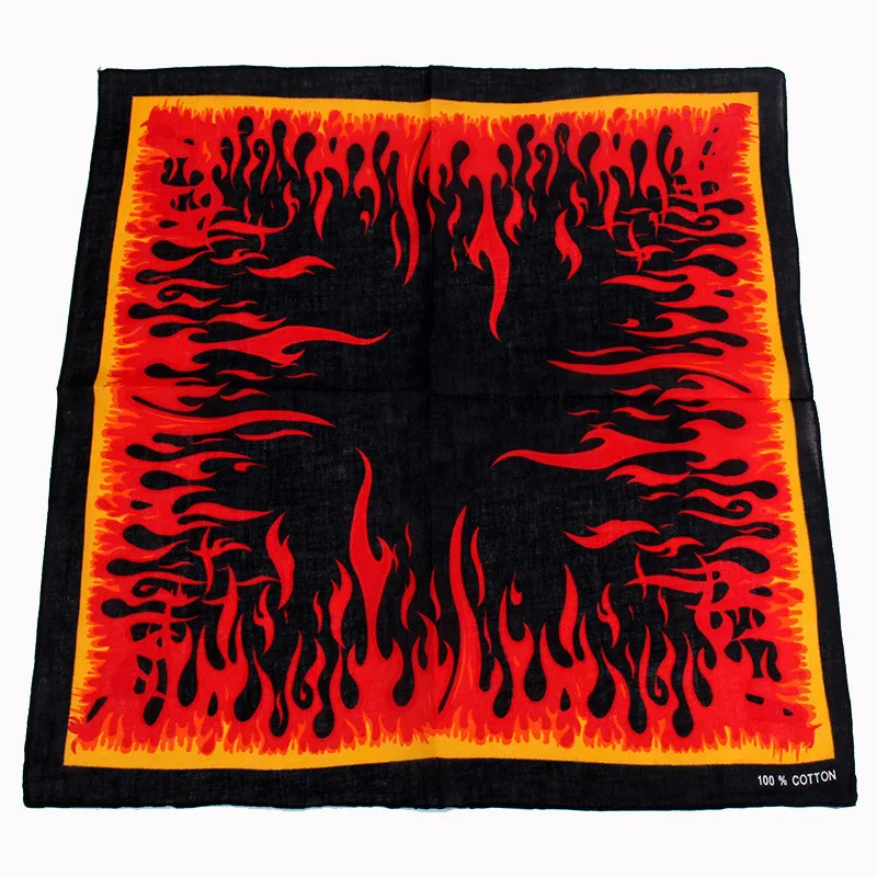 Fire Flames Print Bandana Scarves Hip Hop Men Bboy Women Headscarf Head Scarves Neck Ties Cycling Face Masks Wristband Headwear