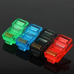 50/100 pz RJ45 cavi Ethernet modulo spina connettore di rete RJ-45 teste di cristallo Cat5 colore Cat5e cavo placcato oro