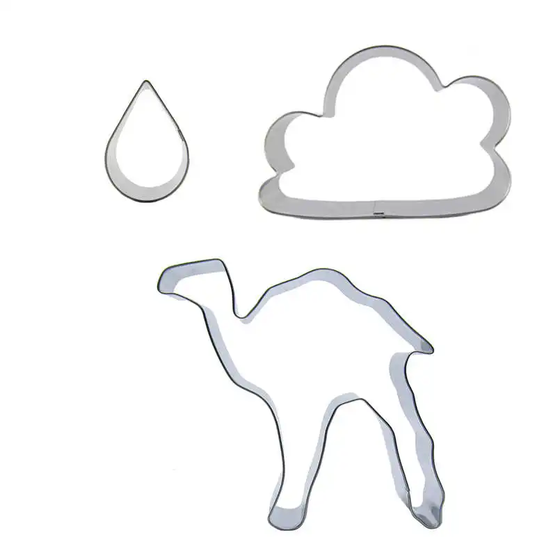 3 pcs Little Water Drop Cloud Camel Stainless steel Cookie cutter biscuit embossing machine Pastry molds Cake decorating Tools