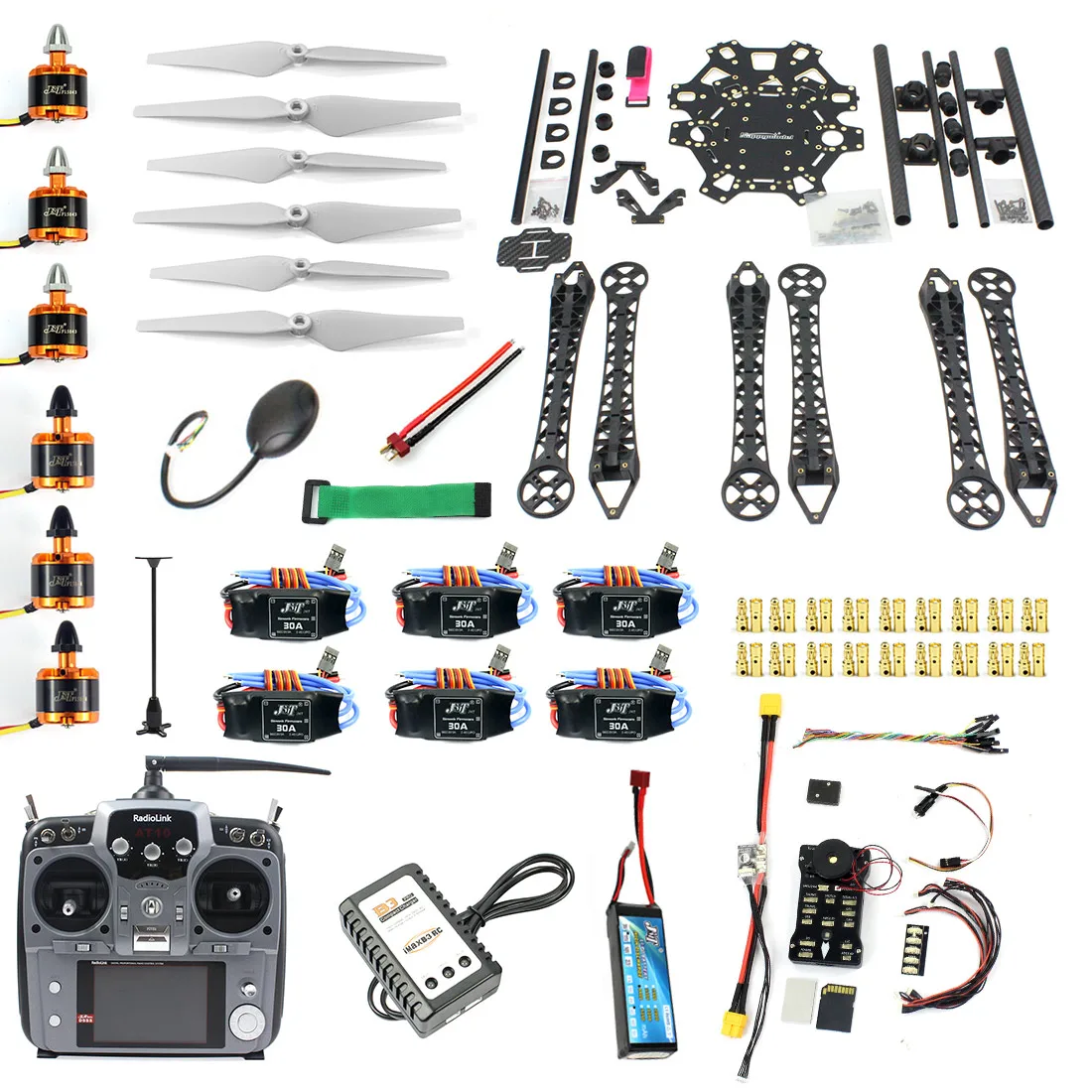 DIY FPV Drone Hexacopter 6-axle Aircraft Kit HMF S550 Frame PXI PX4 Flight Control 920KV Motor GPS AT10 Transmitter