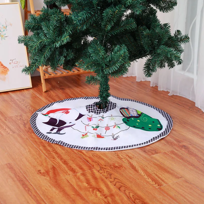 90cm White Dacron Short Plush Christmas Tree Skirt Xmas Chrismas Winter Decoration 2018 for Home Alfombra Para Arbol De Navidad