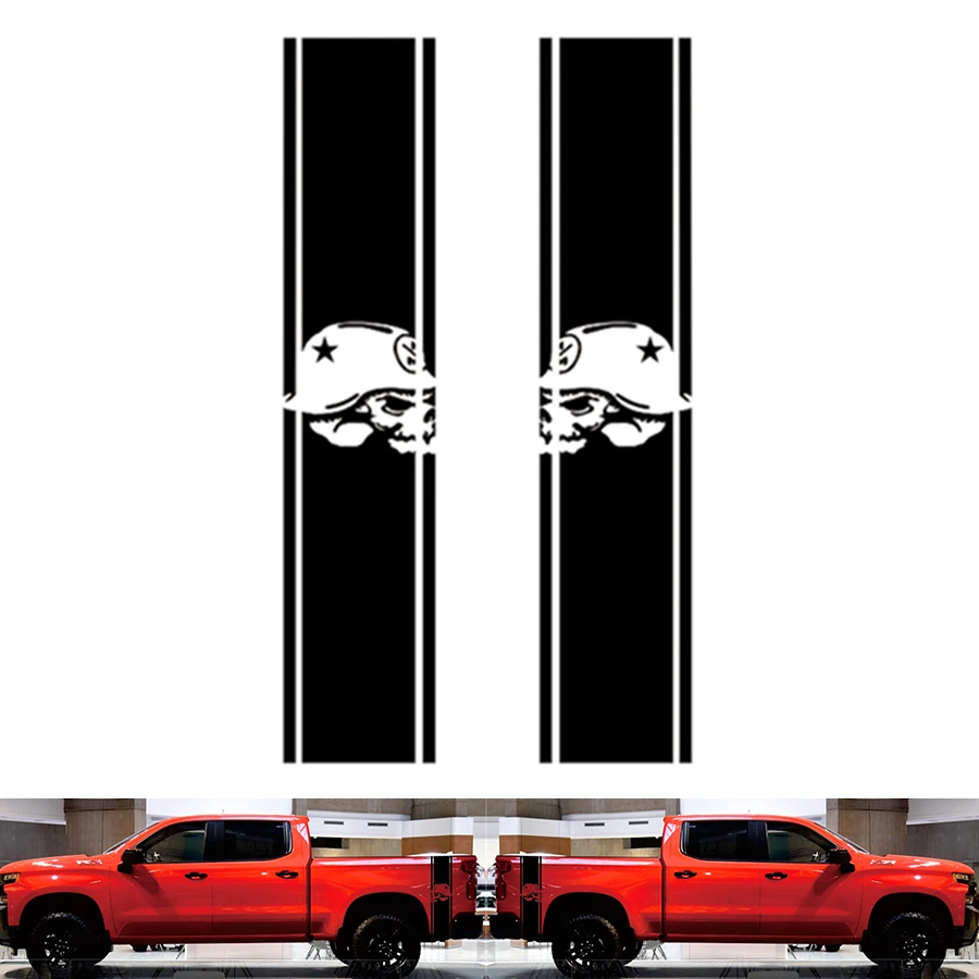 2 pieces Truck Stripe Vinyl Stickers Skull Decal Racing Decals 120 x 25 cm For 1500 2500 RAM