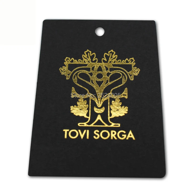 

Black matte cardboard tags/custom clothing printed paper tags/labels/garment golden silver stamping tags/brand 1000 pcs a lot