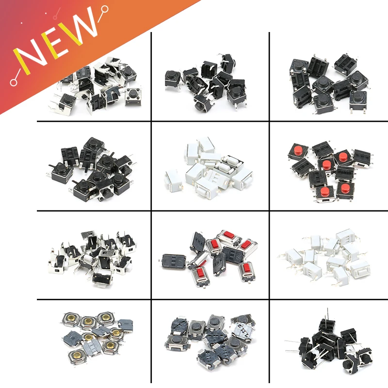 120pcs=12 Type Tactile Push Button Touch Switch Remote Keys Button Microswitch Hot Sale