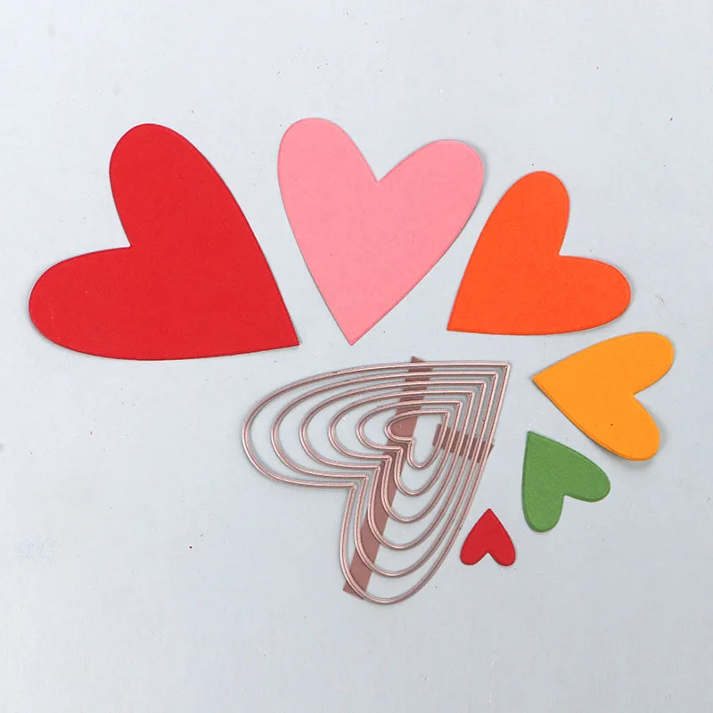 DUOFEN METAL CUTTING DIES 6pcs set ordinary heart shape for DIY papercraft projects Scrapbook Paper Album 2019 new