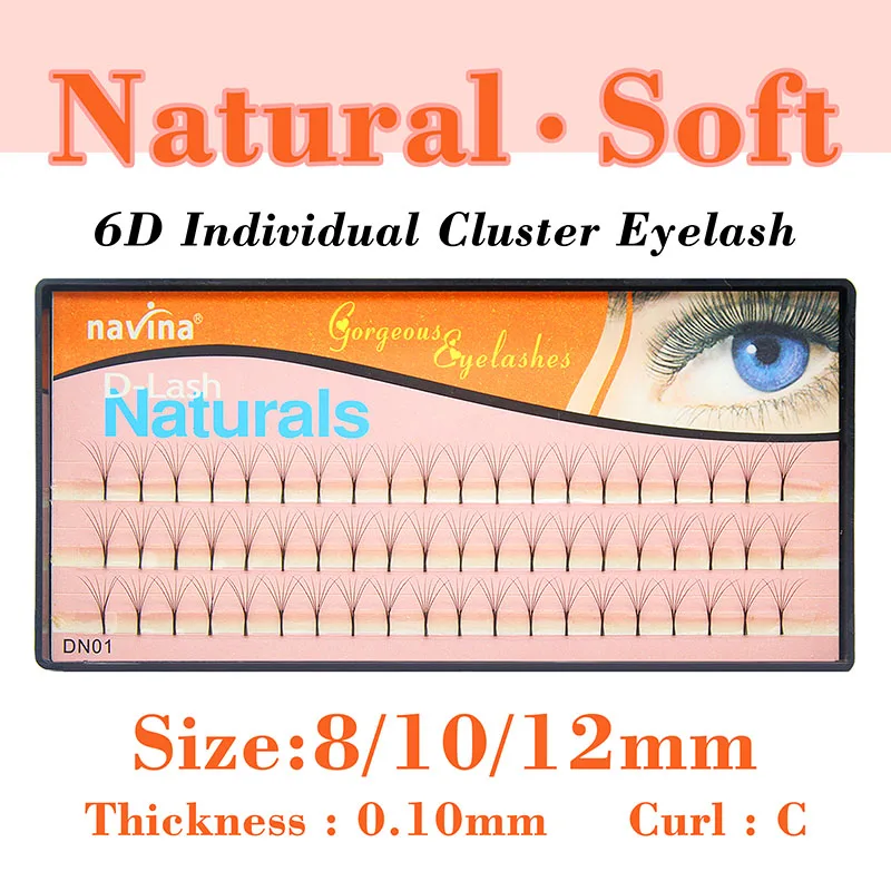 Navina Professional 6D Individual Faux Mink Eyelashes Extension Natural Long Grafting False Cluster Eyelash Makeup 3D Cilia Lash