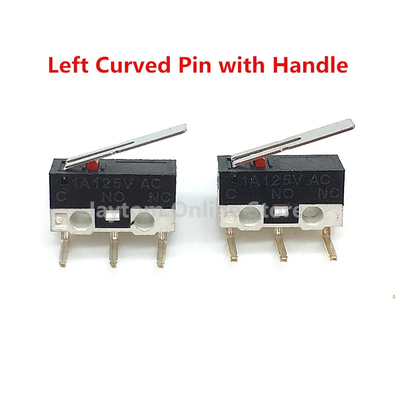 10 pcs Eindschakelaar Drukknop 1A 125 V AC Muis Switch 3 Pins Micro Schakelaar Links Gebogen Pin met Handvat