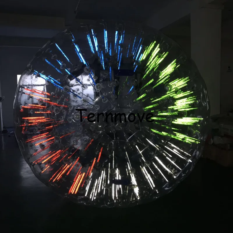 3 m durchmesser transparent Zorb ball Mit licht bar licht verwendet für outdoor sport erholung spielen gras ball Fluoreszierende streifen