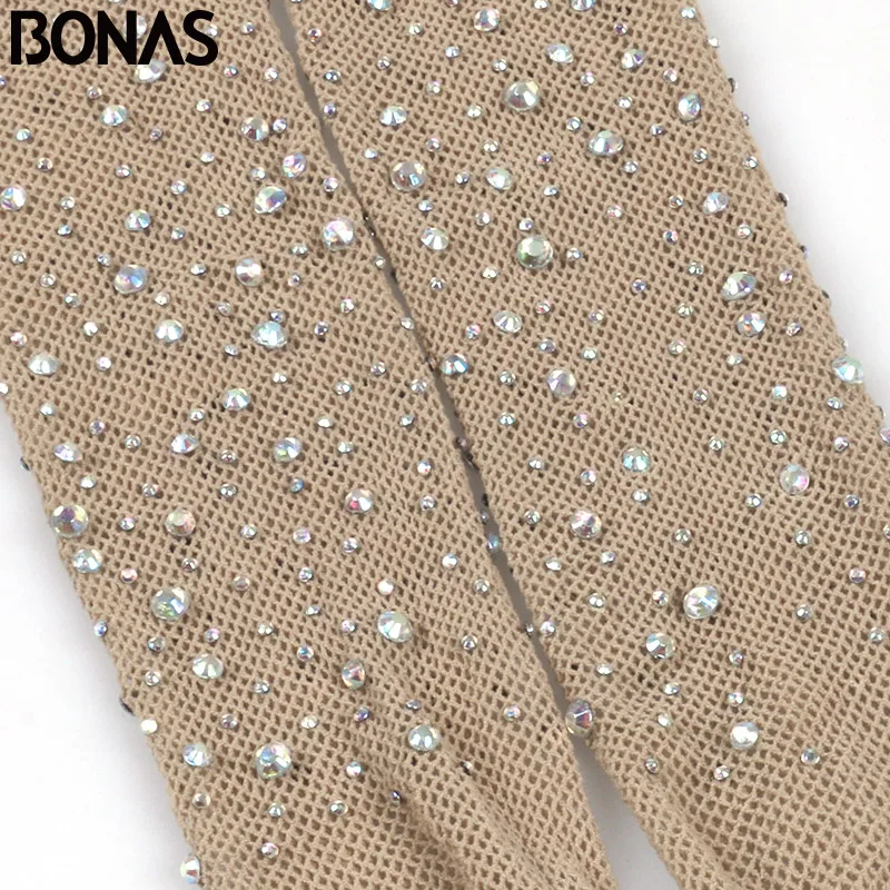 BONAS Women Open Crotch Fishnet Tights Sexy Diamond Mesh Nylon Pantyhose Bigsize Stockings Female Lady Thin HollowCollant Femme