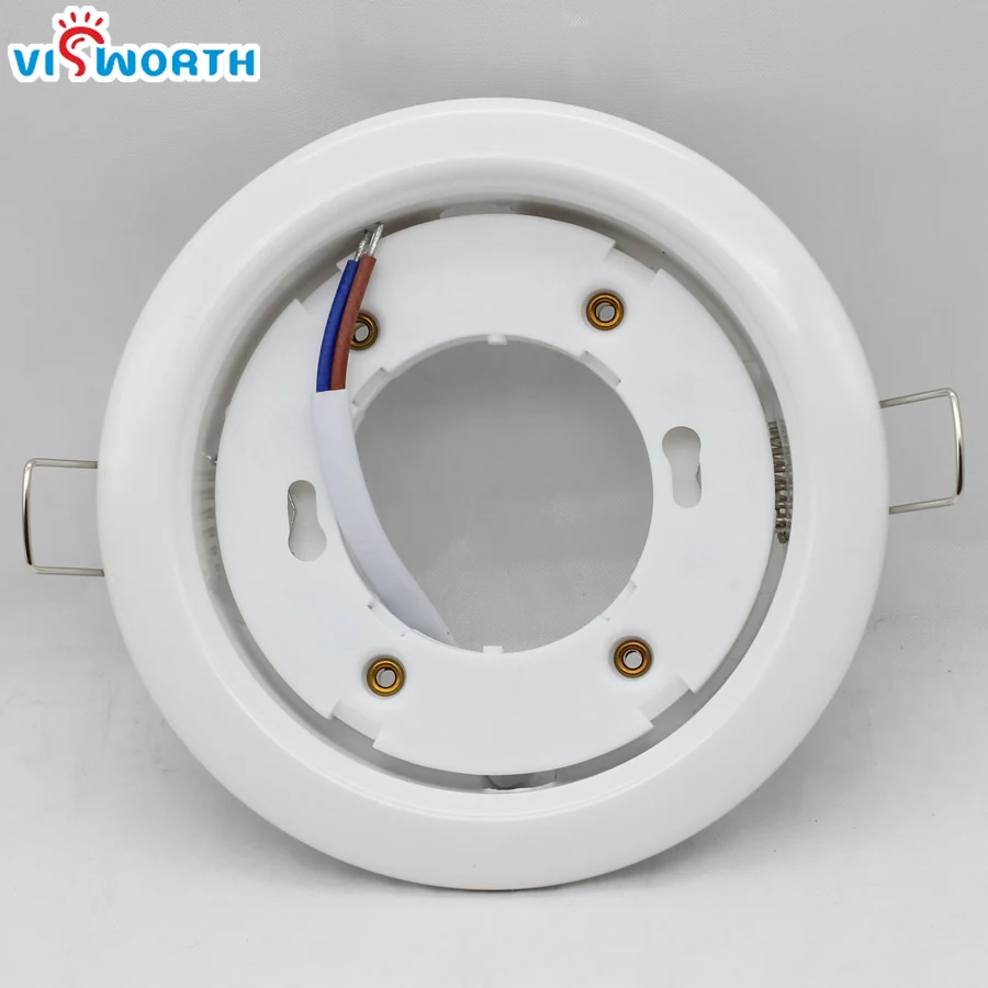 VisWorth GX53 Lamp Holder White and Silvery Stainlness Steel Body GX53 Light Base With 10cm Wire fix for GX53 LED Bulb