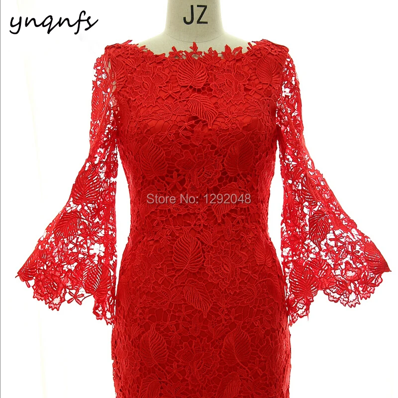 YNQNFS MD403 Party Gown Formal Dress Vintage Tea Length Wedding Guest Wear Mother of Bride Dresses Lace Outfits