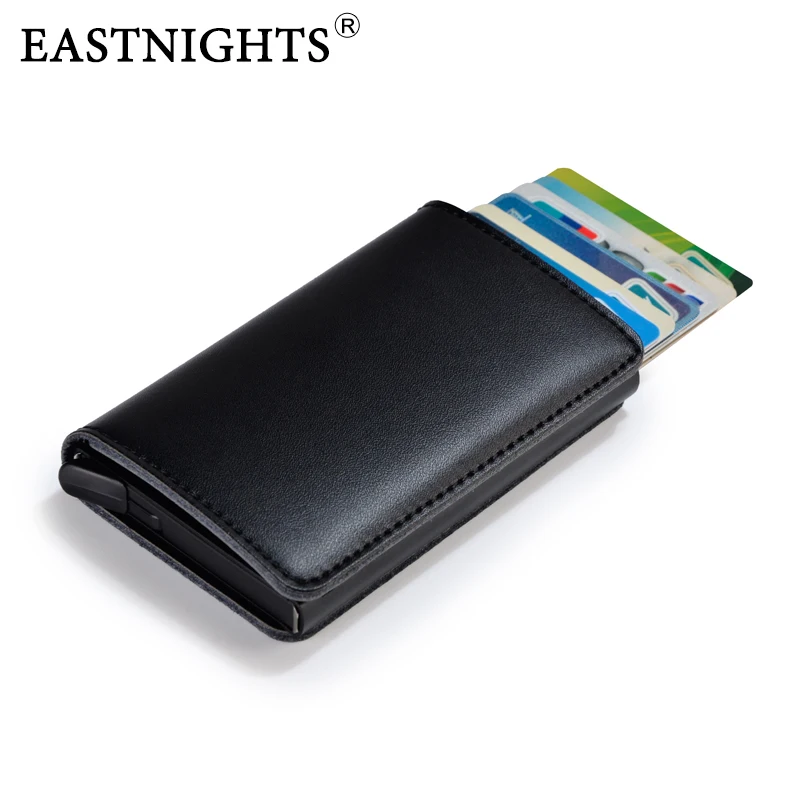 

EASTNIGHTS Genuine Leather Credit Card Holder Men Rfid Protection Business Card Case Metal Wallet for Credit Cards TWB037