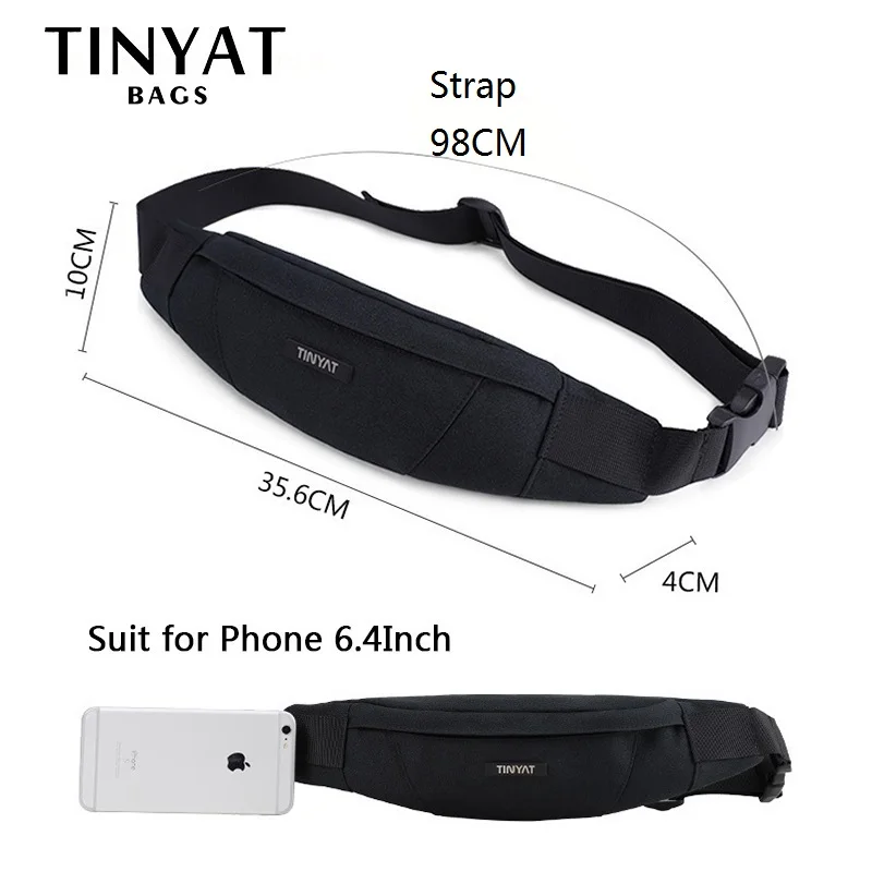 TINYAT-riñonera de lona impermeable para hombre y mujer, bolso de viaje para teléfono, bolso informal para cinturón, paquete de cadera