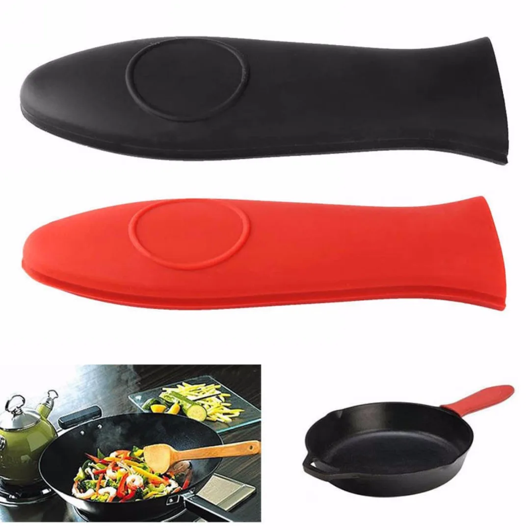 Non-Slip Silicone Handle Holder Cookware Parts Potholder Cast Iron Skillet Grip Sleeve Cover Pots Pans Handle Parts