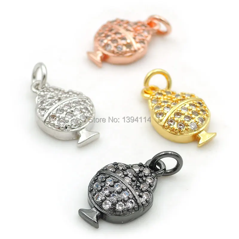 

12*7*2mm Micro Pave Clear CZ Cup Charm Fit For Men And Women Making Earrings Or Necklaces Jewelry