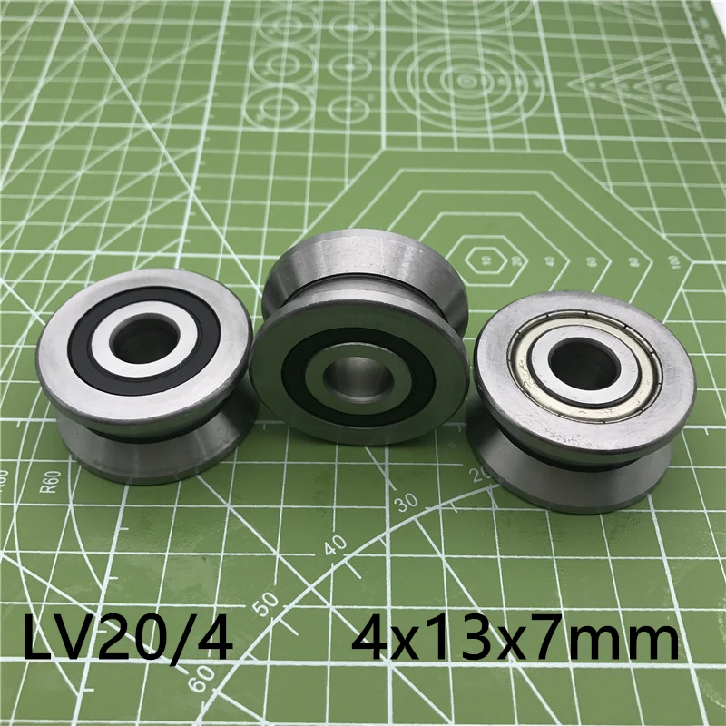 2025 Limited Rushed V Groove Guide Roller Bearings Lv20/4 Zz Rv20/4-10 4x12x7mm (precision Double Row Balls) Abec-5