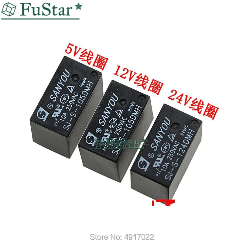 

10pcs 4pins SJ-S-105DMH SJ-S-112DMH SJ-S-124DMH 5VDC 12VDC 24VDC 10A 250VAC Relay Electromagnetic Relay New