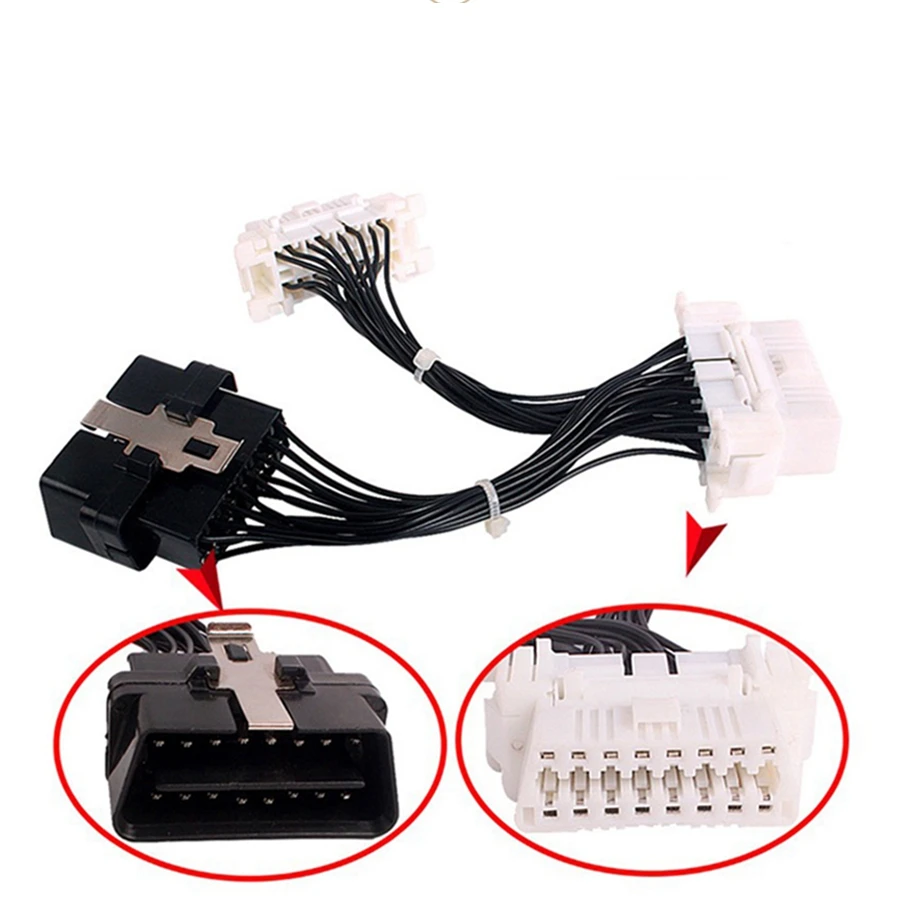 OBDII OBD 2 1 TO 2 Y Cable Female 16 Pin Splitter Extension Auto Car Connector  Extension Cable Adapter