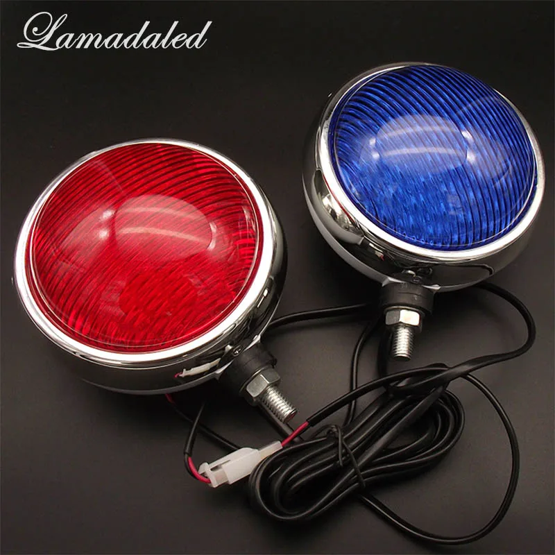 red blue round 2X50led High bright police motorcycle led strobe lights patrol motorbike front flash warning lamp 12V