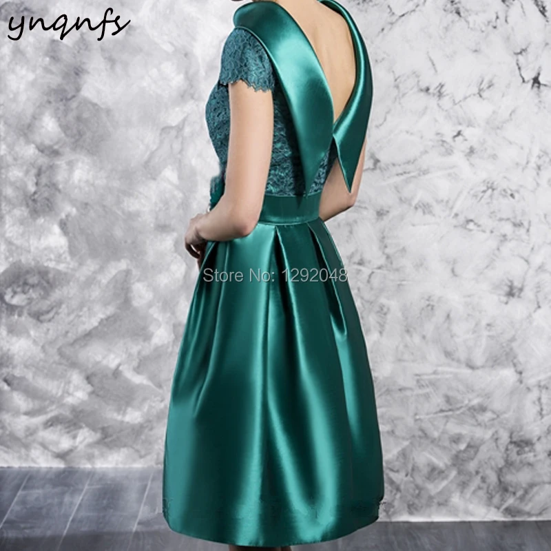 YNQNFS M99 Emerald Green 2 Piece Mother of the Bride Groom Dresses Detachable Skirt Lace Satin Dress Party Vestido Branco