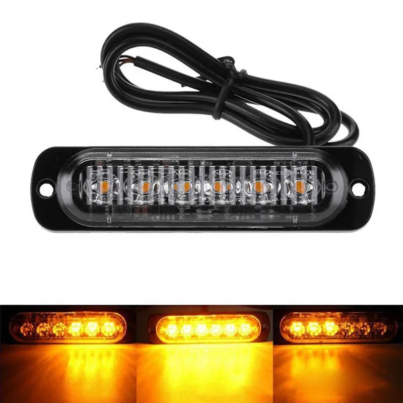 Auxting 2X-10X Amber 6LED Car Truck Motorcycle Emergency Beacon Warning Hazard Flash Strobe Light Bar offroad Fog Lamp 12V 24V