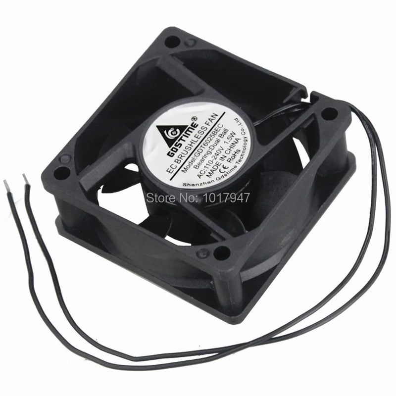 1 PCS EC Brushless Ventilation Exhaust Cooling Fan 2Pin AC 110V 115V 120V 220V 240V 6cm 60mm 60x60x25mm Dual Ball