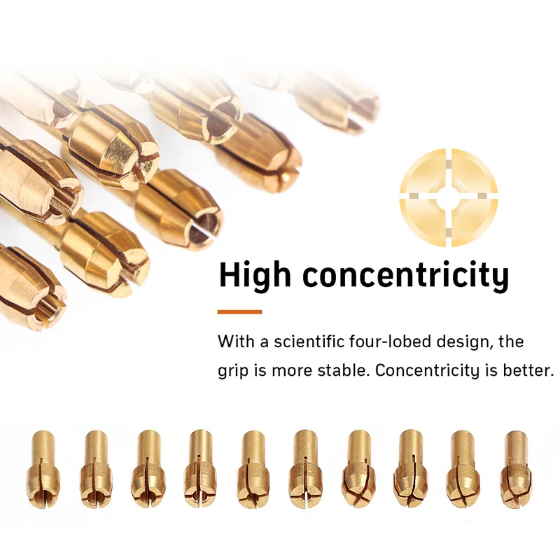 11 шт./лот Мини дрель латунный цанговый патрон для Dremel вращающийся инструмент 0,5-3,2 мм латунь и Гайка для Dremel аксессуары набор
