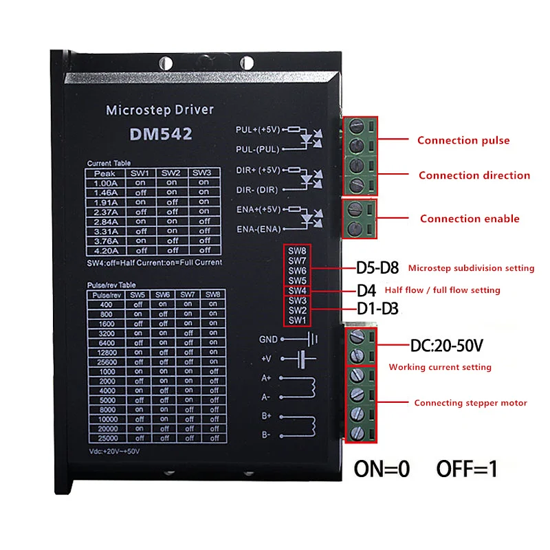 Two-phase 57 stepper motor,Torque 2.3Nm Length 48mm stepper motor,57HS22 stepper DC motor with DM542 driver,J18278