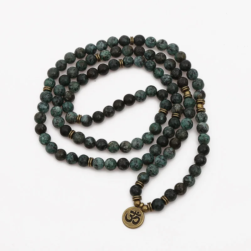 108 Beads Buddhism Prayer Mala Bracelet & Necklace for Women Men 8mm Natural Stone Multi-layer Wrapped Yoga Lucky Bracelet