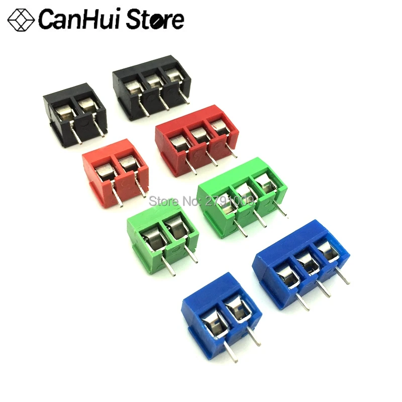 20 PCS KF301- 2P 3P screw 5.0mm terminal block 2 Pin 3 Pin pcb terminal block Connector Blue, green, red and black Selectable