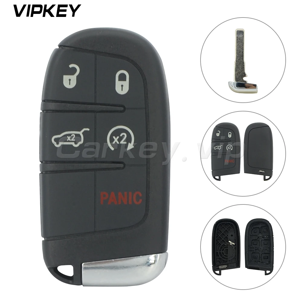 

Remotekey M3N-40821302 For Chrysler 300 Dodge Charger Dart Smart Key Shell Cover 5 Button 2011 2012 2013 2014 Replacement Case