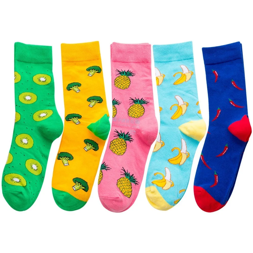 Pair PEONFLY Men 1 Cotton Funny Crew Cartoon Animal Fruit Women Novelty Gift Socks For Spring Autumn Winter