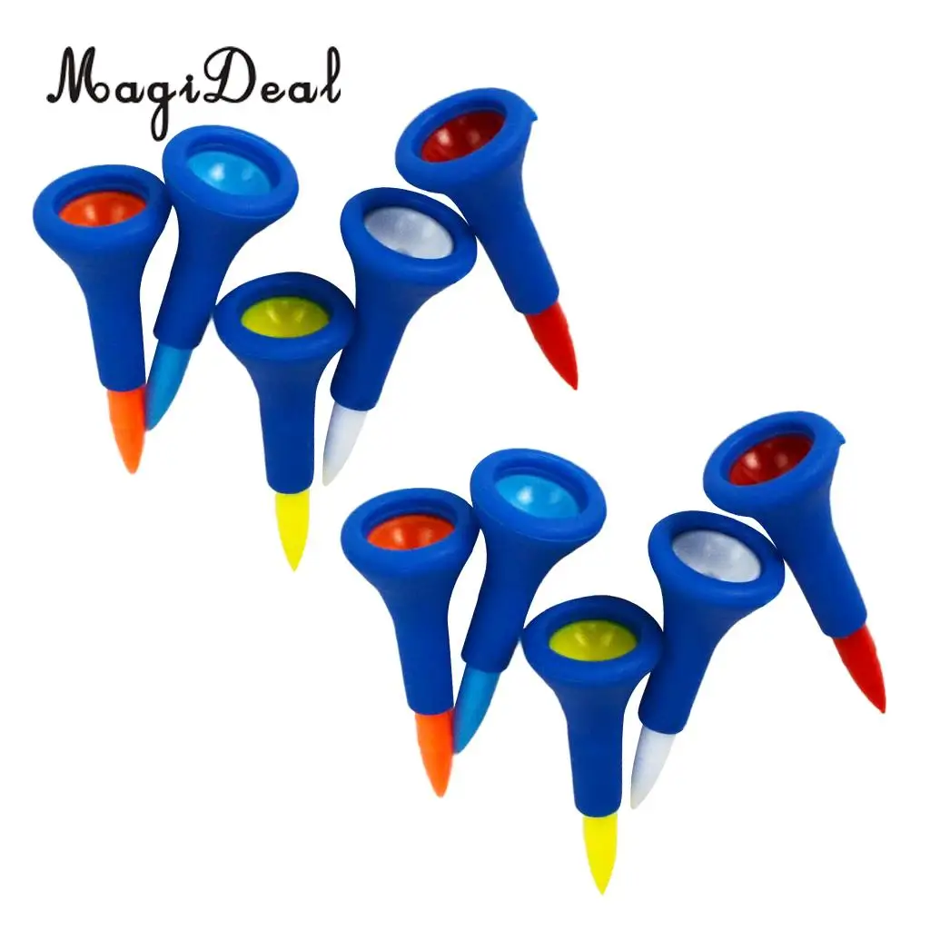 MagiDeal 10 Pieces/Set Soft Rubber Cushion Top Golf Tees Random Color Short