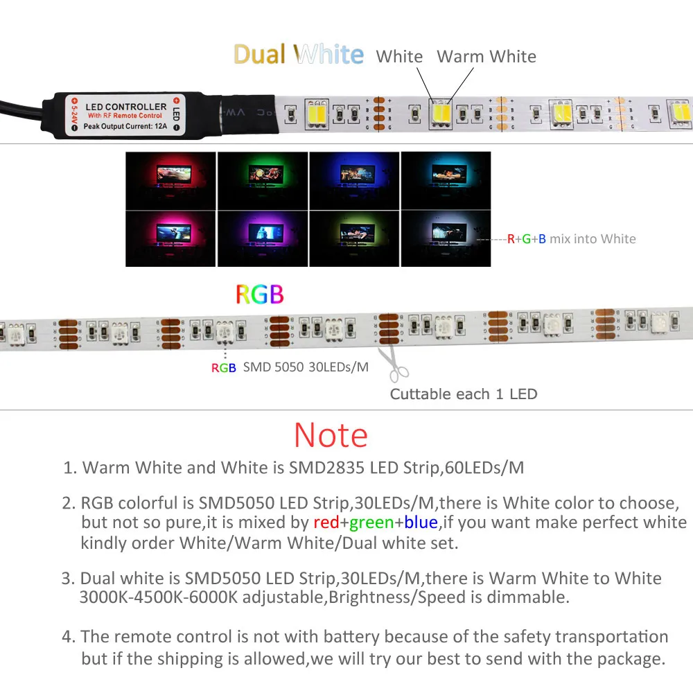 USB LED Strip Light 5V 3528 5050 RGB Music LED Tape Ribbon Lamp TV Backlight HDTV Desktop Screen Background Lighting
