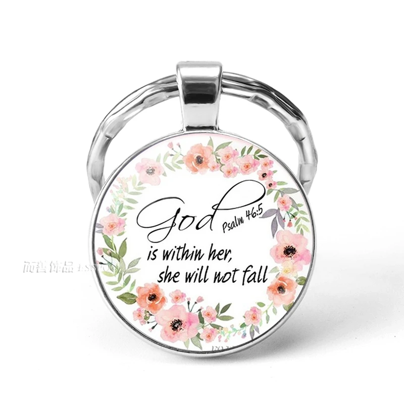Bible Verse Psalm Keychain Pendant Key Chain Key Rings Key Fob Inspirational Quote Jewelry Christian Party Favor Gift