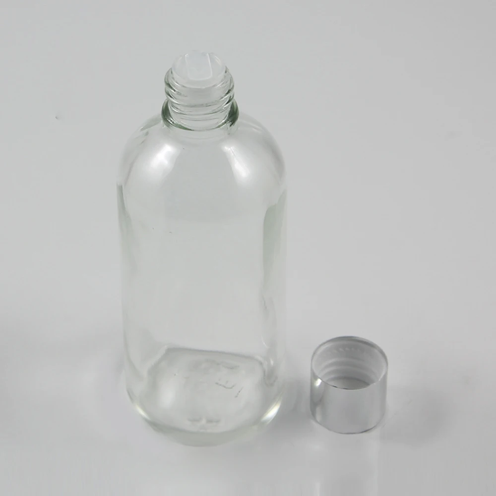 large size 100ml luxury clear essential oil bottles glass containers, offer printing service