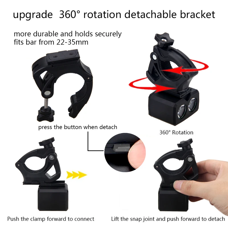 USB Rechargeable Bicycle Light Front Handlebar Cycling Flashlight Safety Warning Bike Taillight Waterproof Torch Bike Headlight