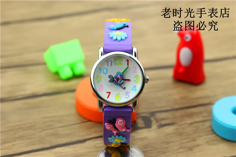 2019 NAZEYT promotion3D Schmetterling Rubber Strap Quartz Uhren Luxus Marke Wasserdichte Kinder Qlastic Uhren Uhr Kind Uhr