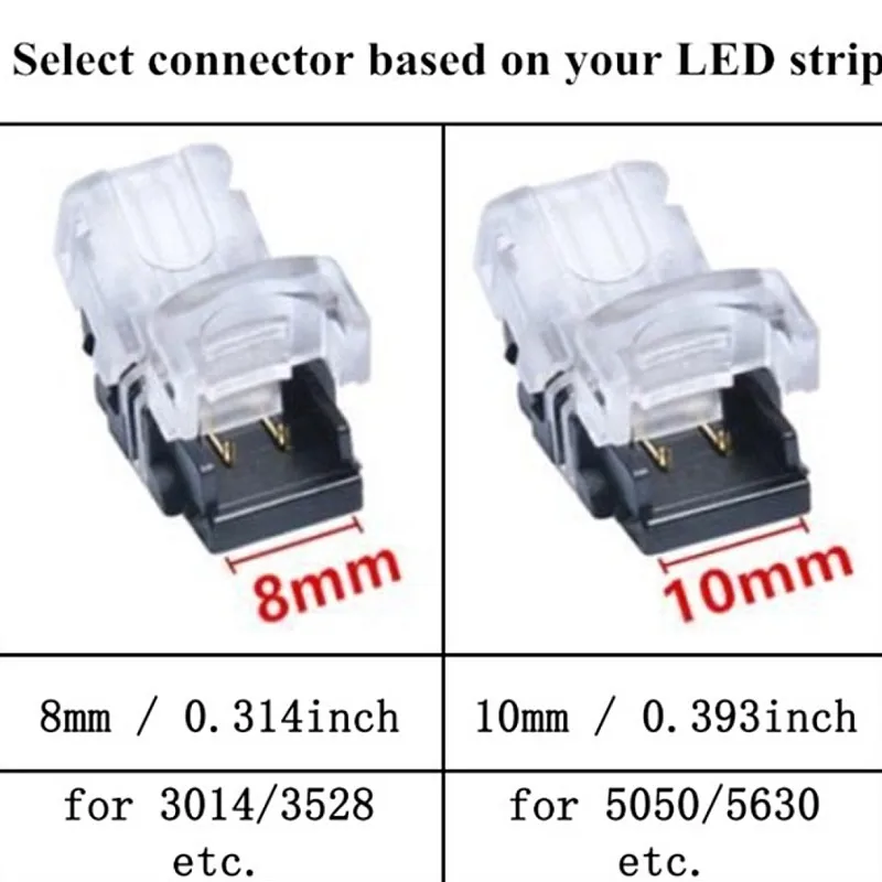 5PCS 2pin Single Color 4Pin RGB 5Pin RGBW 8mm 10mm 12mm LED Strip To Wire Connector Non-Waterproof IP20 IP65 Waterproof