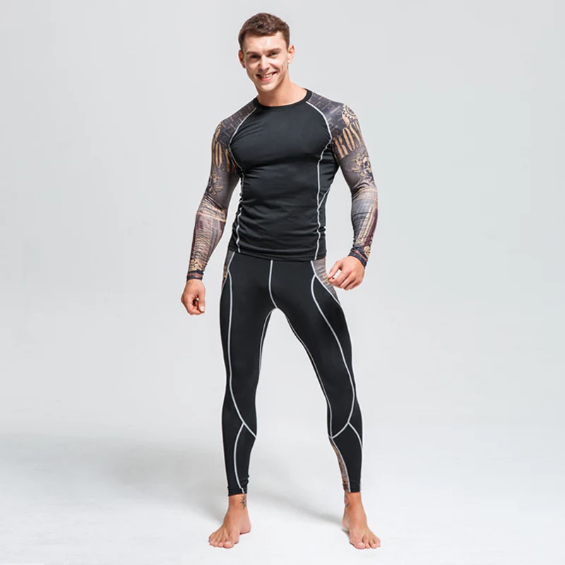 2023 Sports Suit Men\'s Running Sets Breathable Jogging Basketball Underwear Tights Sportswear Yoga Gym Fitness Tracksuit Clothes