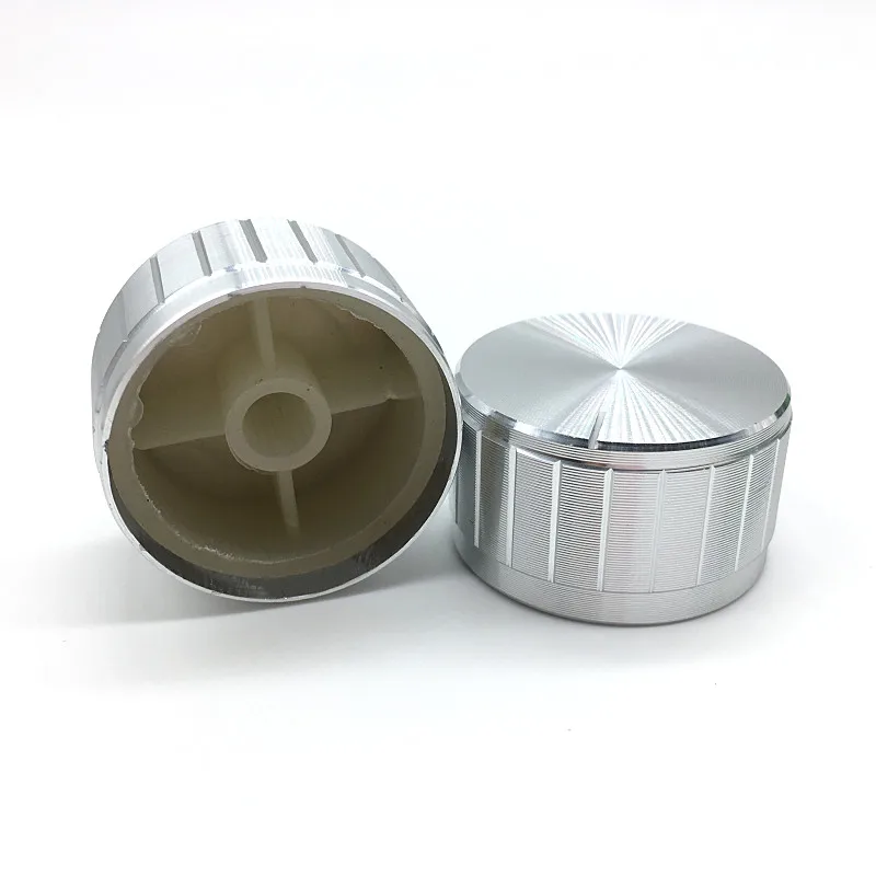 2pcs/lot Silver Aluminum alloy Potentiometer/Encoder Knobs Switch Caps 30x17MM Plum Shaft