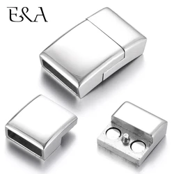 Stainless Steel Magnetic Clasps Hole 12*4mm Flat Leather Cord Clasp Magnet Buckle Bracelet Connector DIY Jewelry Making Supplies
