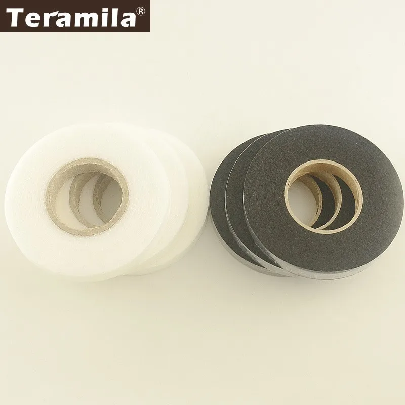 Teramila Fabric Tape White Black Double Faced Adhesive Synthetic Batting Bags DIY Quilt Lining 0.5cm/1cm/1.2cm/1.5Cm/2Cm/3Cm