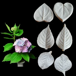 Hydrangea Leaves Silicone Mold Fondant Veiner Gumpaste Mold Sugarcraft Resin Clay Cake Decorating Tools C331