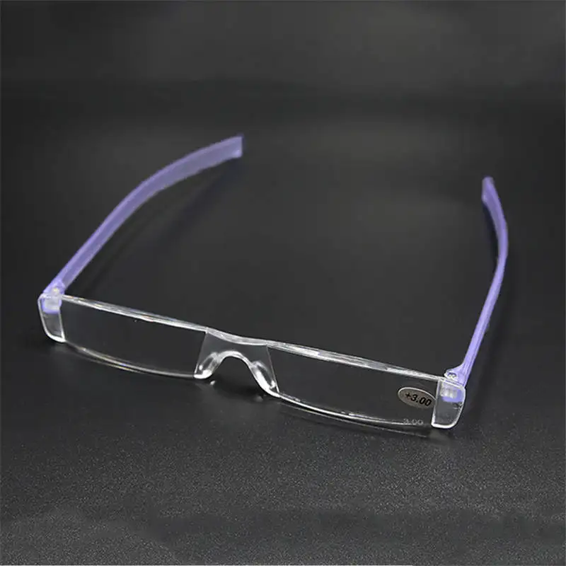 Seemfly Comfy Rimless Reading Glasses Men Women Pen Tube Resin Clear Lens Presbyopic Eyeglasses +1.0 To +4.0 With Case Eyewear