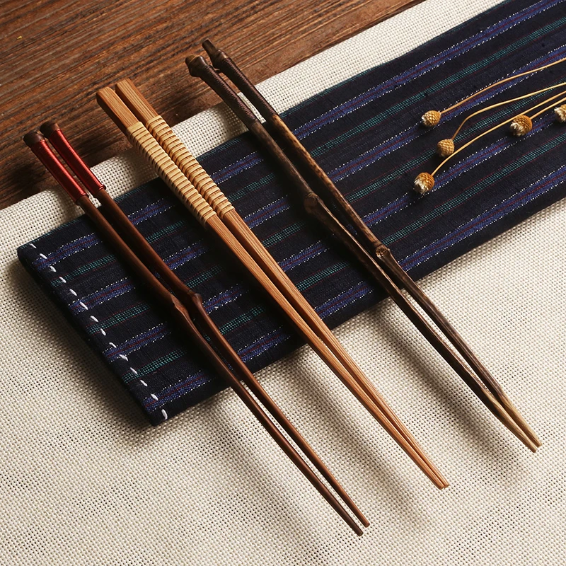 

Handmade Japanese Natural Chopsticks Wood Bamboo Sushi Sticks Tableware Reusable kitchen Tools Vintage Chopstick Accessories